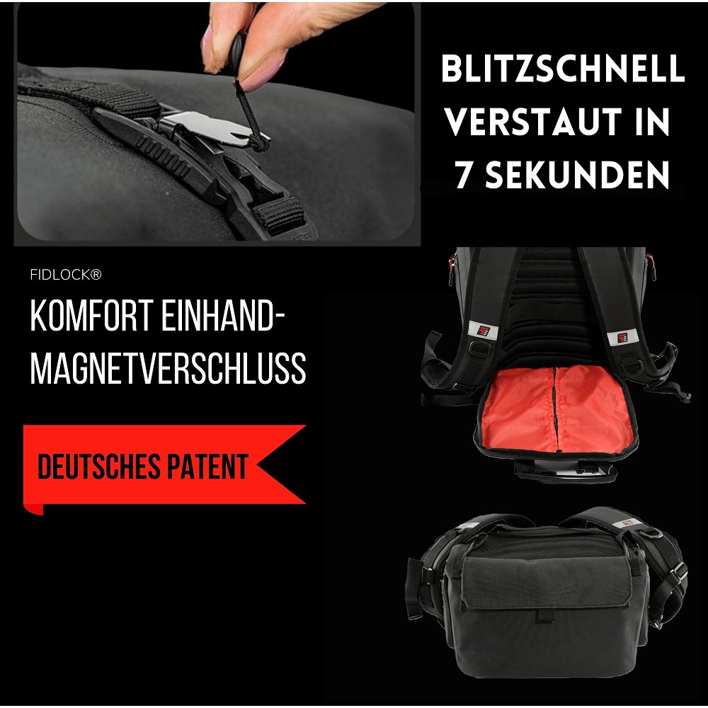 Nachhaltige 3 in 1 Fahrradtasche Rucksack Magnetverschluss IMPULS 3-1 THOLLBECK - Thollbeck